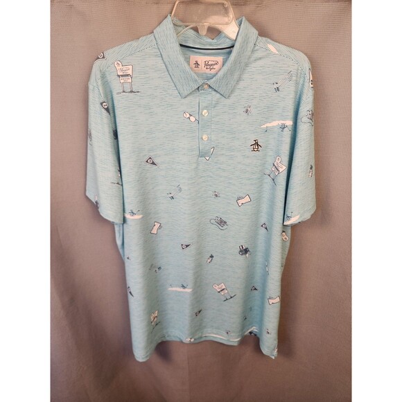Original Penguin Munsingwear Allover Mini Golf Print Mens XL Wicking - Picture 1 of 7
